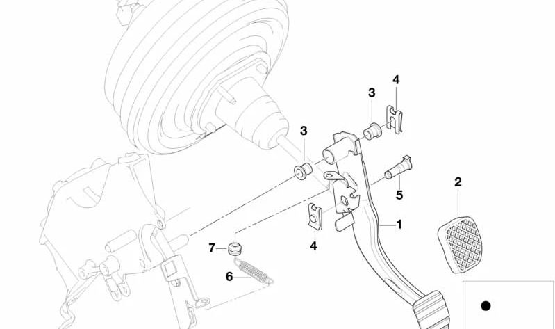 Resorte de retorno del pedal de freno para BMW E53, E52 (OEM 35216750568). Original BMW.