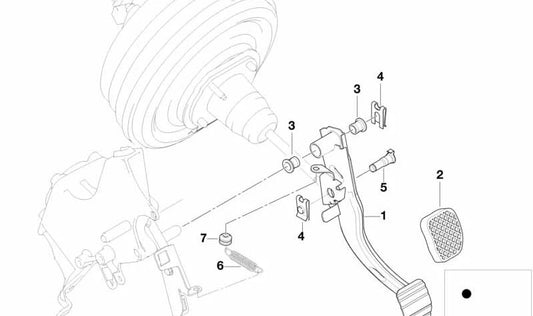 Resorte de retorno del pedal de freno para BMW E53, E52 (OEM 35216750568). Original BMW.