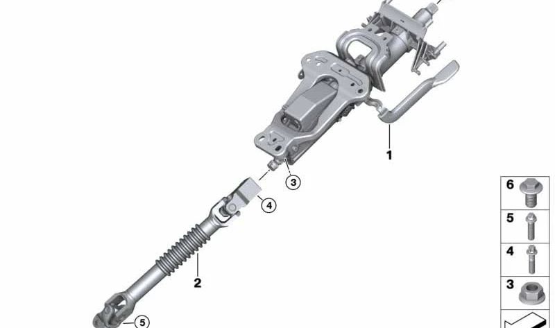 Columna de dirección completa OEM 32306891198 para BMW F70, U06, U11, U12, U10, F65, F66, U25. Original BMW.