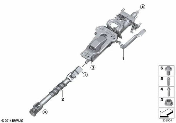 Regulación mecánica de la columna de dirección para BMW F40, F44 (OEM 32305A290B9). Original BMW