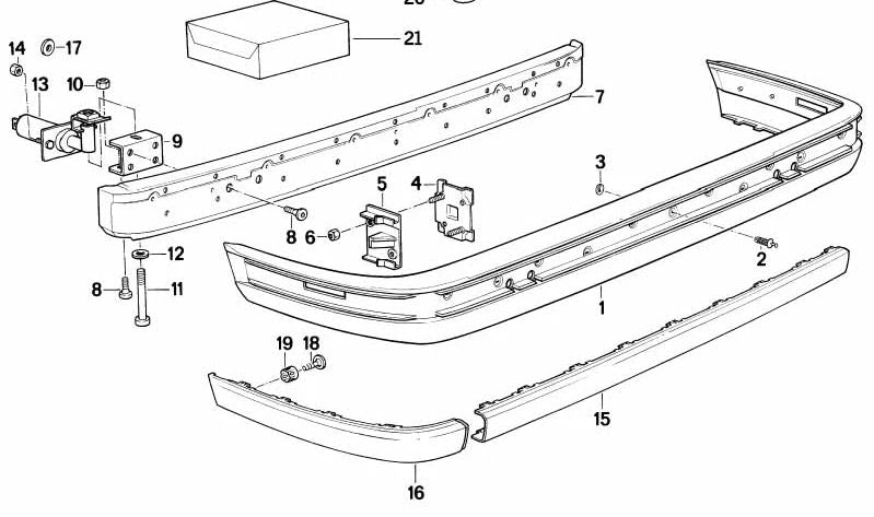 Moldura lateral derecha para BMW Serie 3 E30 (OEM 51121945928). Original BMW.