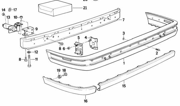 Carcasa para BMW Serie 3 E30 (OEM 51121953647). Original BMW