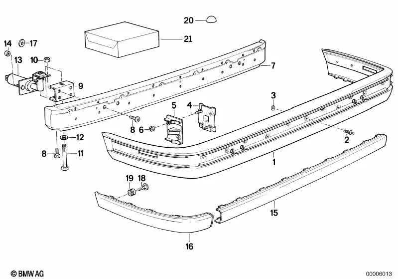 Rear left support for BMW 3 Series E30 (OEM 41351971597). Original BMW.