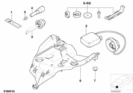 Soporte del faro izquierdo para BMW E52 (OEM 63128387095). Original BMW