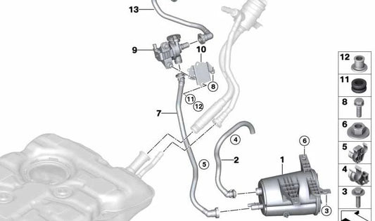 Tubo de ventilación para BMW G30 (OEM 16127380892). Original BMW