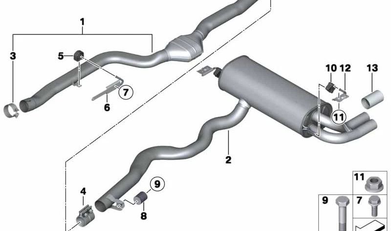 Endschalldämpfer für BMW 3er F30, F31 und 4er F32, F33, F36 (OEM 18308584006). Original BMW