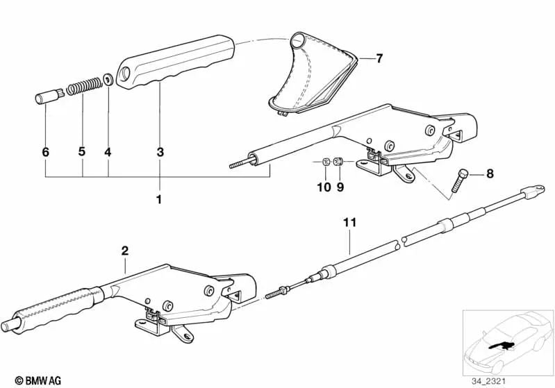 Cubierta de Palanca del Freno de Mano de Cuero Beige para varios modelos/series de BMW (OEM 34408407636). Original BMW