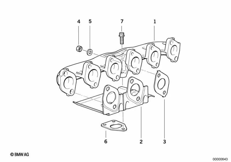 Gasket with non-asbestos thermal protector for BMW 3 Series E36, 5 Series E34, E39, 7 Series E38 (OEM 11622247024). Genuine BMW