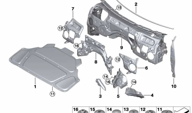 Junta de marco lateral izquierda OEM 51487433819 para BMW G20, G21, G28, G80, G81, G26. Original BMW.