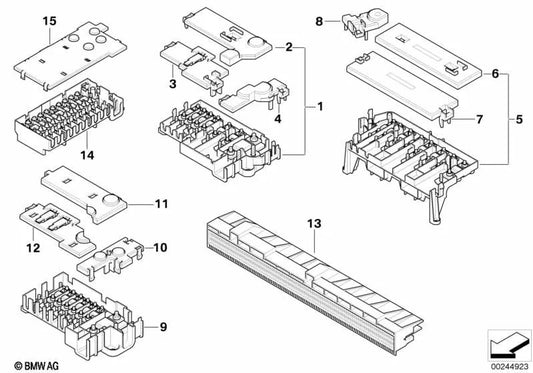 Fuse box cover for BMW E39, E38 (OEM 61318367254). Original BMW