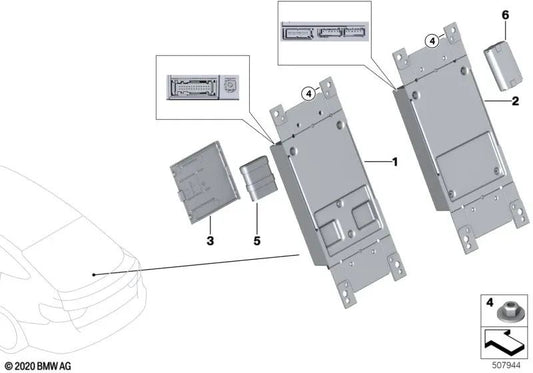 Telematik-Kommunikationsbox für BMW F20, F21, F52, F22, F23, F45, F46, F87, F30, F31, F34, F80, F32, F33, F36, F82, F10, F11, F06, F12, F13, F01N, I01 , I12, F48, F25, F26, F15, F85, F16, F86 (OEM 84109362851). Original BMW