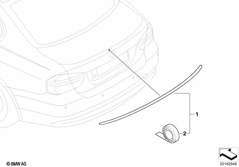 Spoiler trasero imprimado para BMW Serie 3 F80, F80N (OEM 51628059269). Original BMW