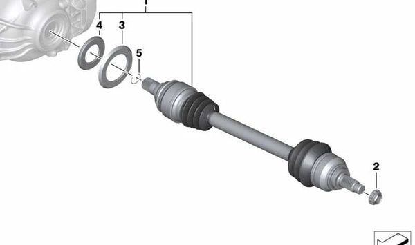 Eje de transmisión derecho OEM 33208431720 para BMW X5 G05, X6 G06, X7 G07. Original BMW.