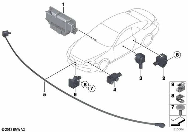 Sensor de Protección de Peatones LWL para BMW F07, F10, F11, F06, F12, F13, F01N, F02N (OEM 65765A7FAD3). Original BMW