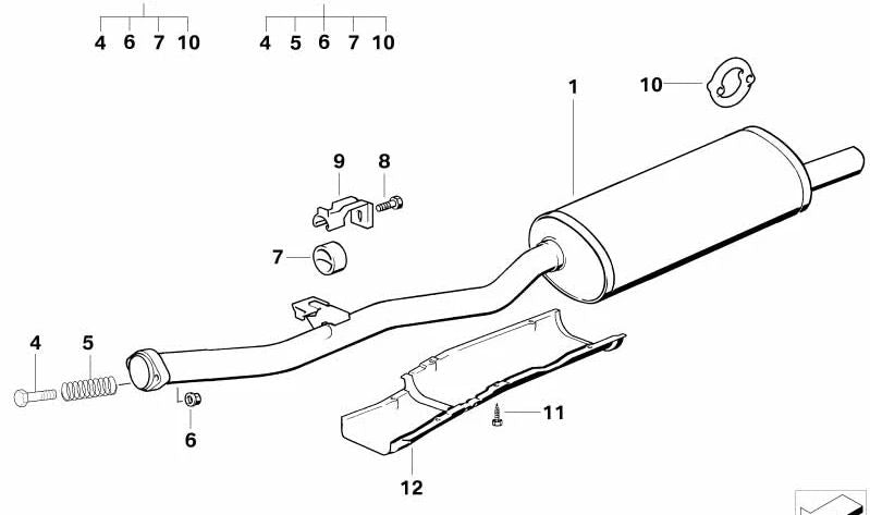 Juego de accesorios para BMW E36 Serie 3 (OEM 18210146609). Original BMW