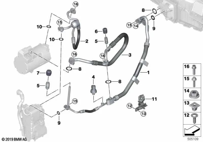 Druckleitung per BMW X5 G05N, XM G09 (OEM 64539872529). BMW originale