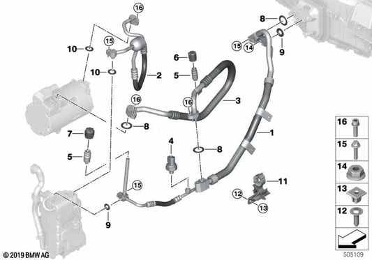 Tubería de Refrigerante Doble para BMW X5 G05N, XM G09 (OEM 64505A85483). Original BMW