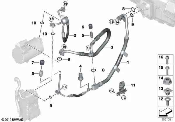 Conducto de succión para BMW X5 G05, G09 XM (OEM 64539872531). Original BMW