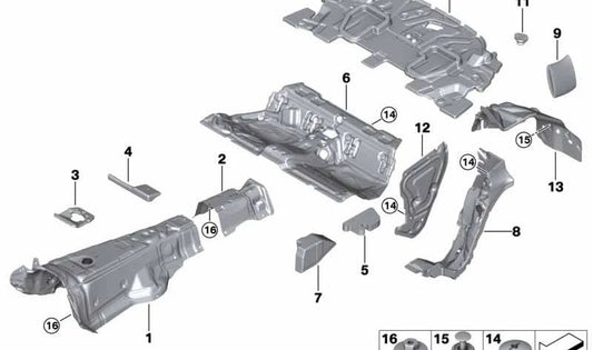 Aislante acústico en el maletero derecho para BMW Serie 8 F93, G16 (OEM 51487467804). Original BMW