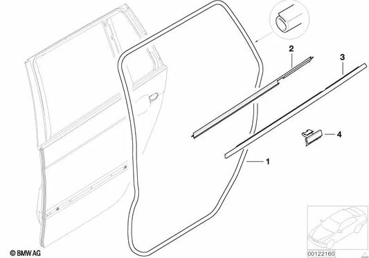 Sello de puerta trasera derecha para BMW Serie 3 E46 (OEM 51348194778). Original BMW.