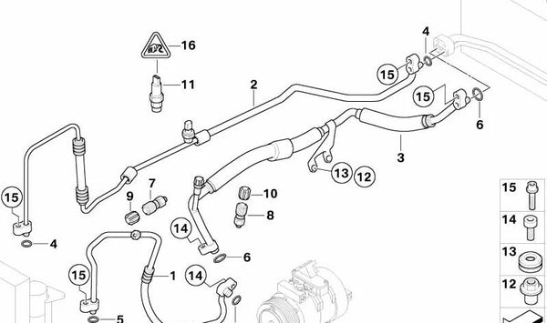 Tubería de succión OEM 64539140728 para BMW E65, E66. Original BMW