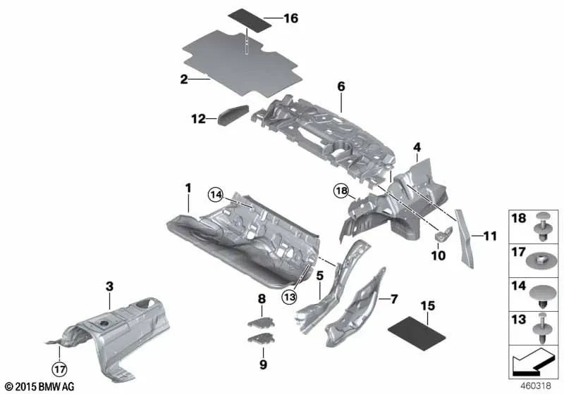 Aislante de sonido de tabique de compartimento de equipaje para BMW Serie 3 F30, F35, F80 (OEM 51487221979). Original BMW