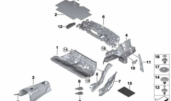 Aislante acústico maletero derecho OEM 51478064300 para BMW F80 (Todos los modelos compatibles). Original BMW.