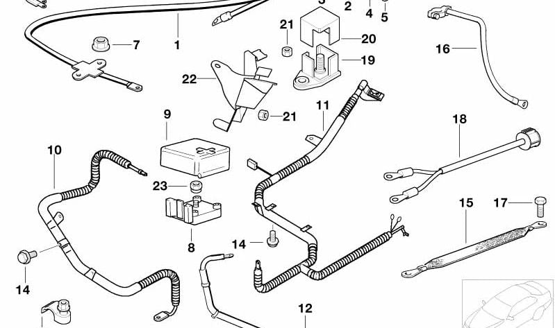 Cable de generador a motor de arranque B+ OEM 12421745538 para BMW E38. Original BMW.