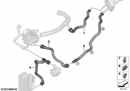 Motorheizrohr - Frostschutzmittel für BMW F20N, F21N, F22, F23, F30N, F31N, F34N, F35N, F32, F33, F36 (OEM 64219329645). Original BMW