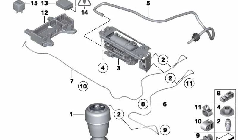 Muelle neumático trasero para BMW F07, F07N Serie 5 (OEM 37106781844). Original BMW