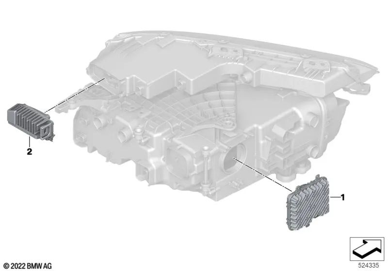 Modulo LED intermittente/luce diurna destra per BMW G70 (OEM 63115A5F628). BMW originale