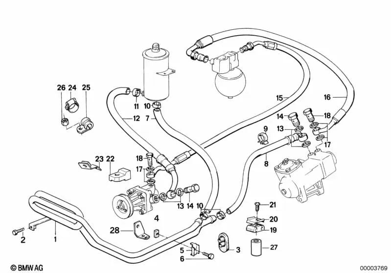 Druckrohr für BMW E32 (OEM 32411139506). Original BMW