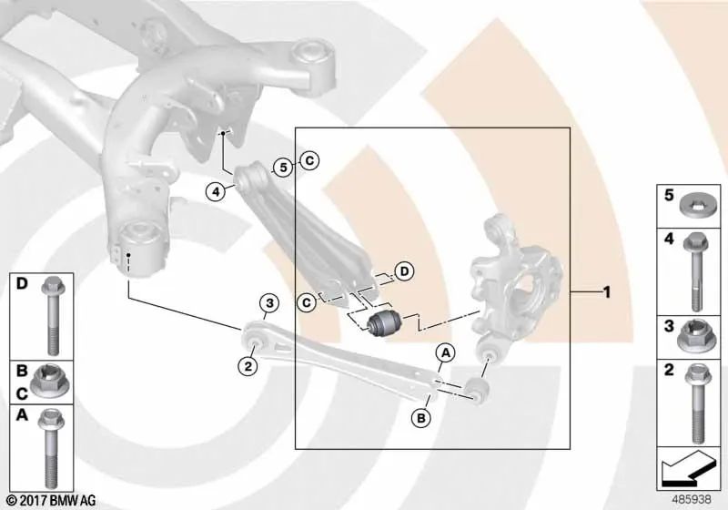 Reparación Juego Articulación Esférica para BMW X3 F25, X4 F26 (OEM 33322457418). Original BMW.