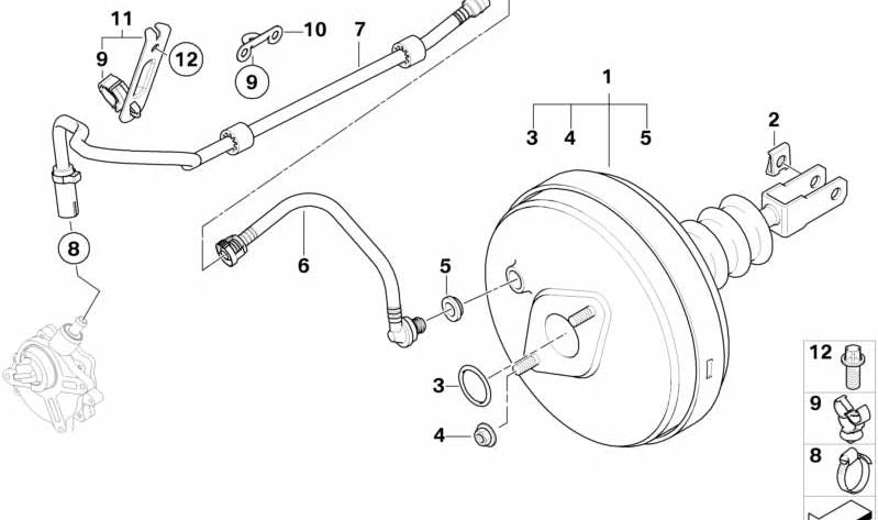 Tubería de vacío con válvula de retención para BMW Z4 E85, E86, E89 (OEM 11667613852). Original BMW