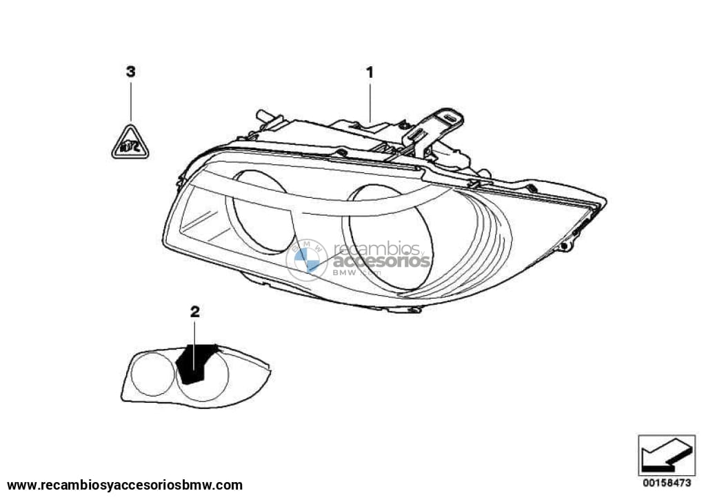 Faro Bi-Xenon Con Ojos De Angel Para Bmw E81 E82 E87 E88 . Original Recambios