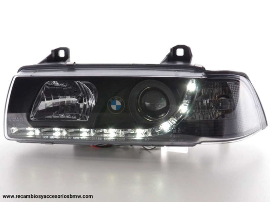 Faros De Luz Diurna Luces Conducción Led Bmw Serie 3 E36 Limo / Touring Negro Para Volante A La