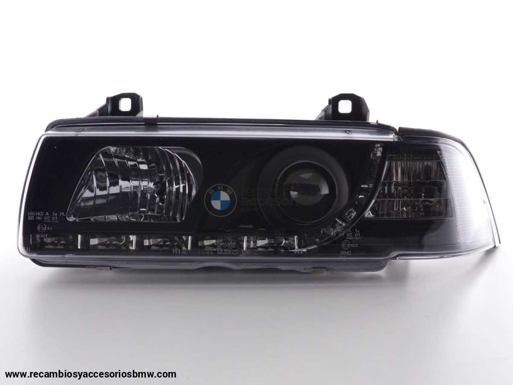 Faros Delanteros Con Luz Diurna Led Drl Look Bmw Serie 3 Coupé Cabrio Tipo E36 92-98 Negro Lights >