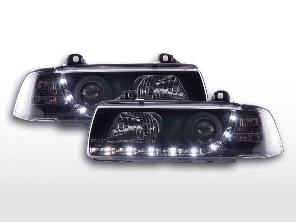 Faros Delanteros Con Luz Diurna Led Drl Look Bmw Serie 3 Coupé Cabrio Tipo E36 92-98 Negro Lights >