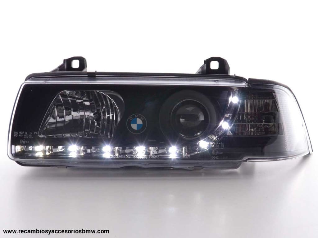 Faros Delanteros Con Luz Diurna Led Drl Look Bmw Serie 3 Coupé Cabrio Tipo E36 92-98 Negro Lights >