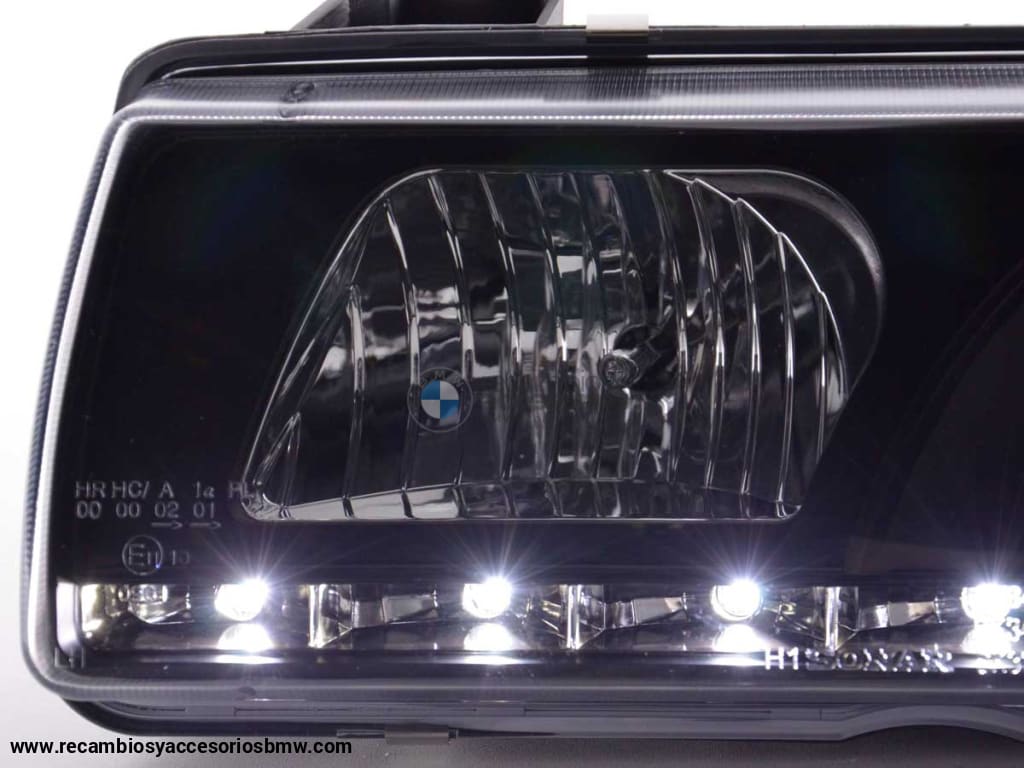 Faros Delanteros Con Luz Diurna Led Drl Look Bmw Serie 3 Coupé Cabrio Tipo E36 92-98 Negro Lights >