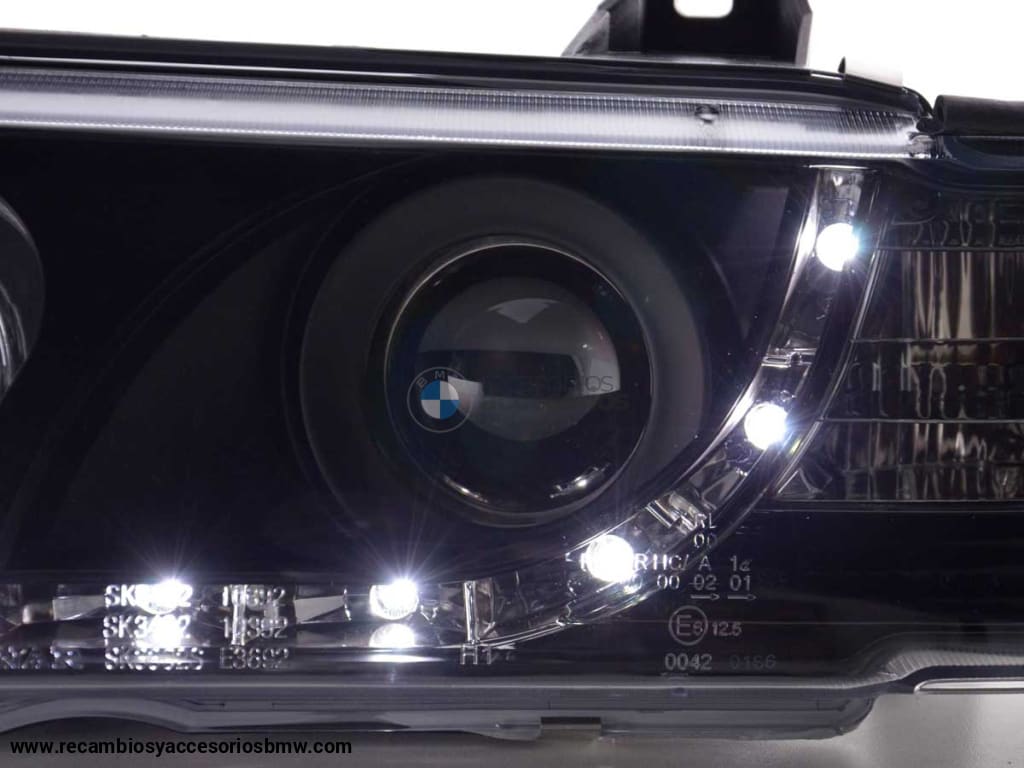 Faros Delanteros Con Luz Diurna Led Drl Look Bmw Serie 3 Coupé Cabrio Tipo E36 92-98 Negro Lights >