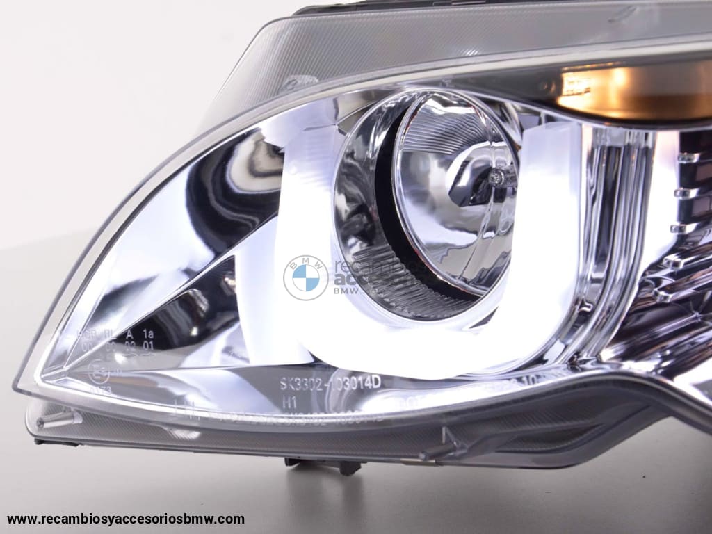 Faro De Luz Diurna Led Drl Look Bmw Serie 3 E46 Limo / Touring 02-05 Cromado Para Volante A La