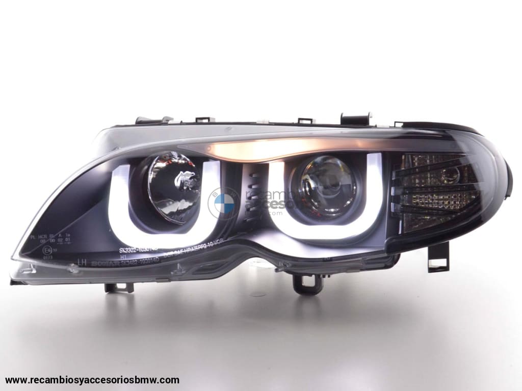 Faro De Luz Diurna Led Drl Look Bmw Serie 3 E46 Limo / Touring 02-05 Negro Para Volante A La Derecha