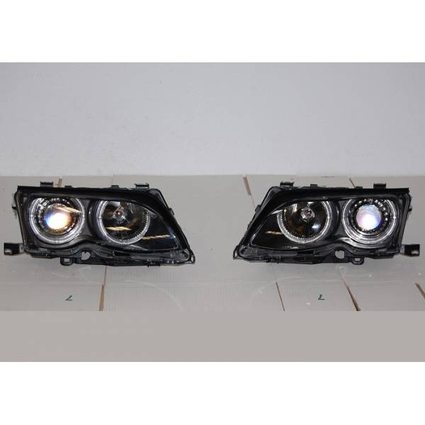 Faros Delanteros Ojos De Angel Bmw E46 ’02/’05 4P. Elect. Black Delanteros