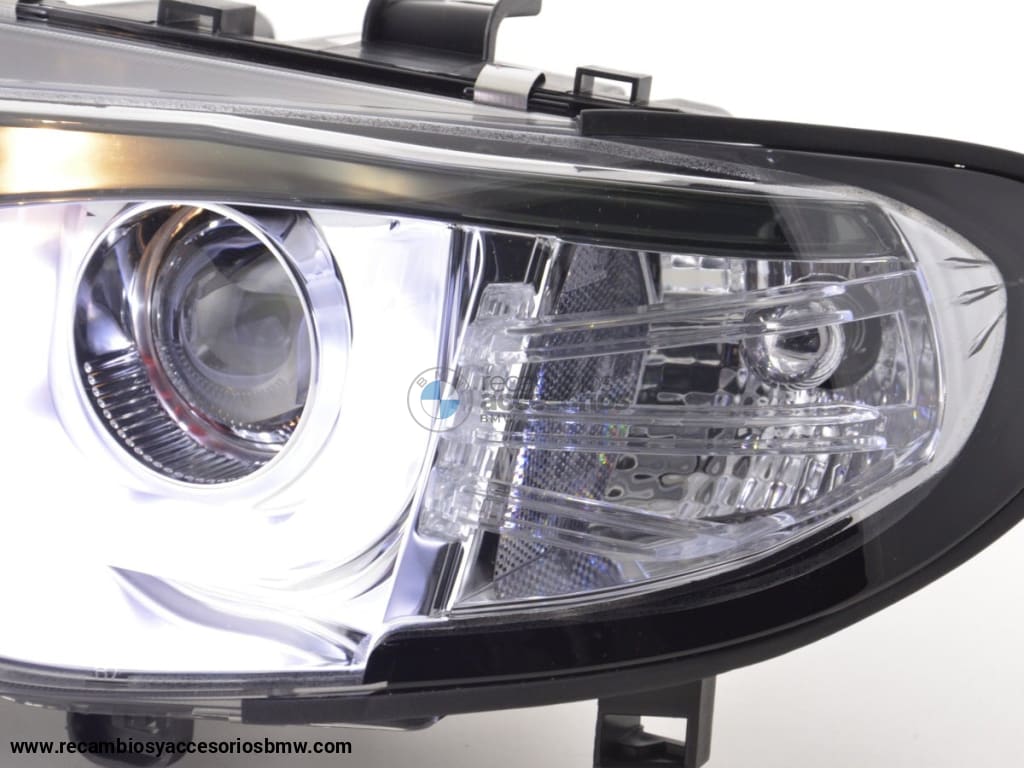 Juego De Faros Angel Eyes Bmw Serie 3 E46 Limo / Touring 02-05 Cromado Para Volante A La Derecha