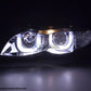 Juego De Faros Angel Eyes Bmw Serie 3 E46 Limo / Touring 02-05 Cromado Para Volante A La Derecha