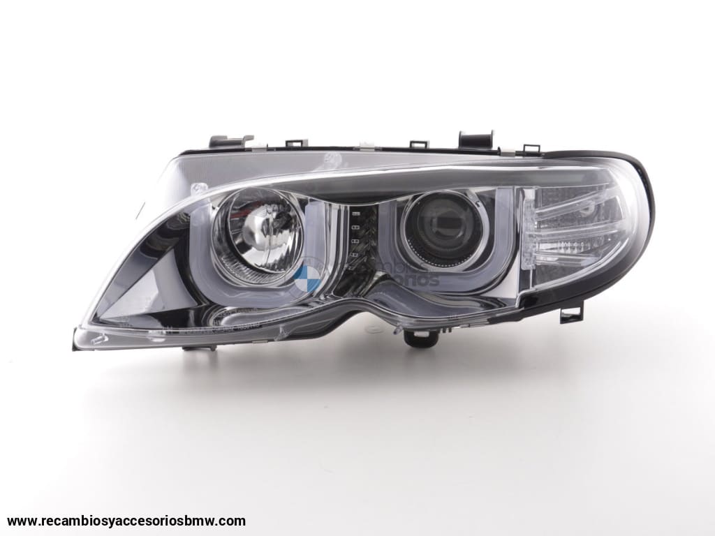 Juego De Faros Angel Eyes Bmw Serie 3 E46 Limo / Touring 02-05 Cromado Para Volante A La Derecha