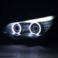 Juego De Faros Delanteros Xenon Angel Eyes Ccfl Bmw Serie 5 E60 / E61 03-04 Negro Para Volante A La