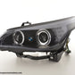 Juego De Faros Delanteros Xenon Angel Eyes Led Bmw Serie 5 E60 / E61 03-04 Negro Para Volante A La