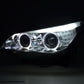 Juego De Faros Xenón Angel Eyes Led Bmw Serie 5 E60 / E61 05-08 Cromado Para Volante A La Derecha